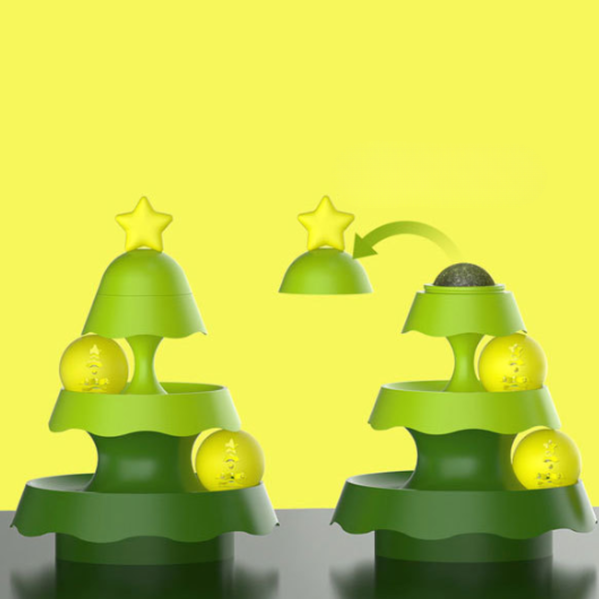 Christmas Tree Cat Track Toy – 3-Tier Ball Tower Enrichment