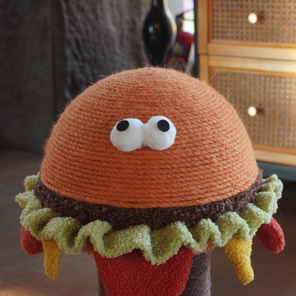 Hamburger Double-Post Cat Scratcher - Sisal & MDF Construction - Default Title - Furniture - Catati Cat Store