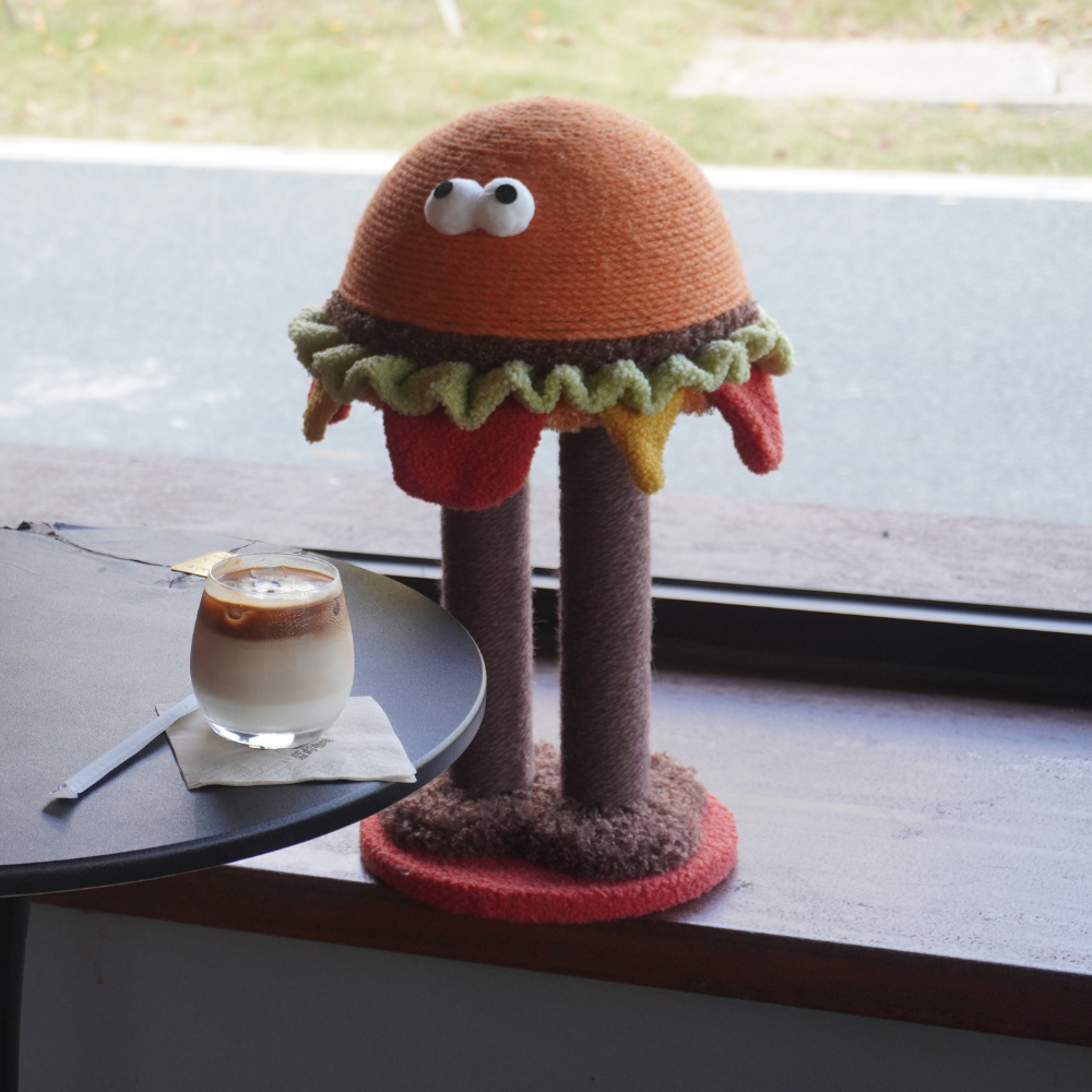 Hamburger Double-Post Cat Scratcher - Sisal & MDF Construction - Default Title - Furniture - Catati Cat Store