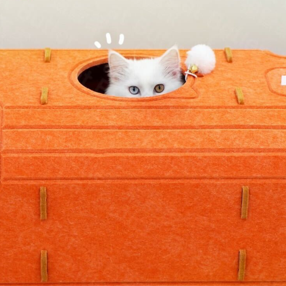 Modular Horizon Cat Tunnel & Lounge - Adhesive-Free Eco-Felt