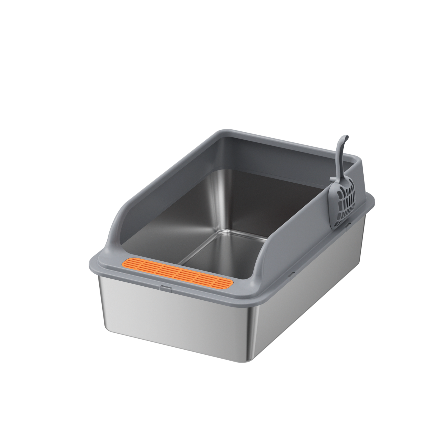 XL 60cm Stainless Steel Cat Litter Box with Scoop – Clean & Durable
