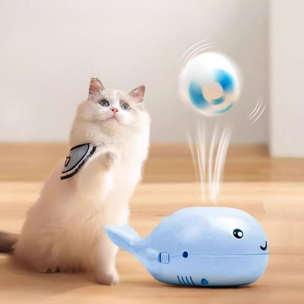 Whale Floating Ball Toy - Interactive Aerodynamic Teaser - Blue - Toys - Catati Cat Store