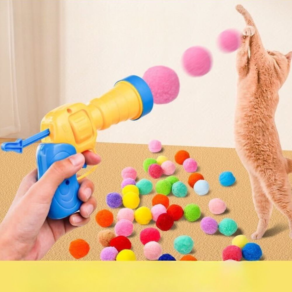 Interactive Cat Launcher Set - Rapid Fire Play & Hunting Exercise - Long Barrel Mechanical Launcher - Toys - Catati Cat Store