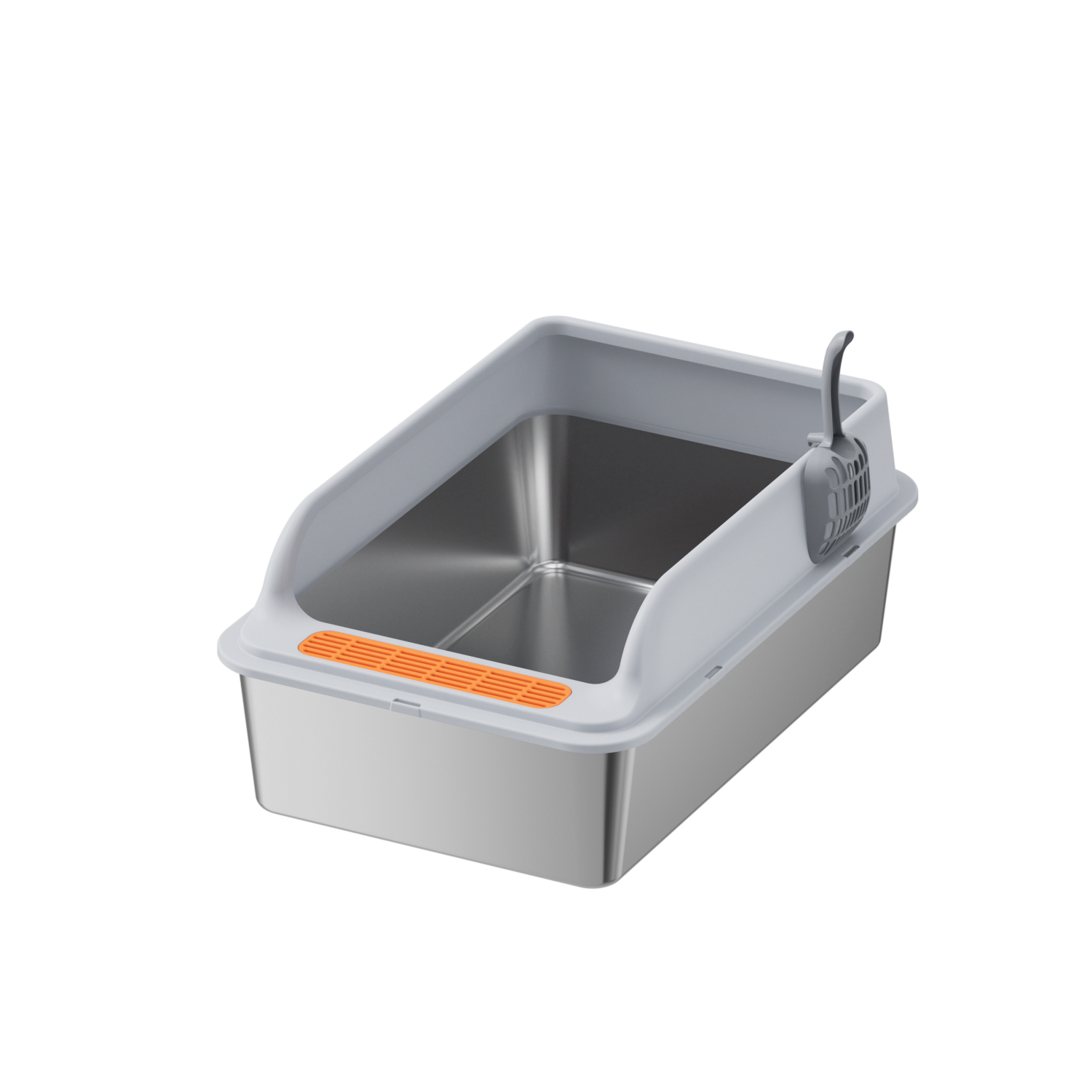 XL 60cm Stainless Steel Cat Litter Box with Scoop – Clean & Durable