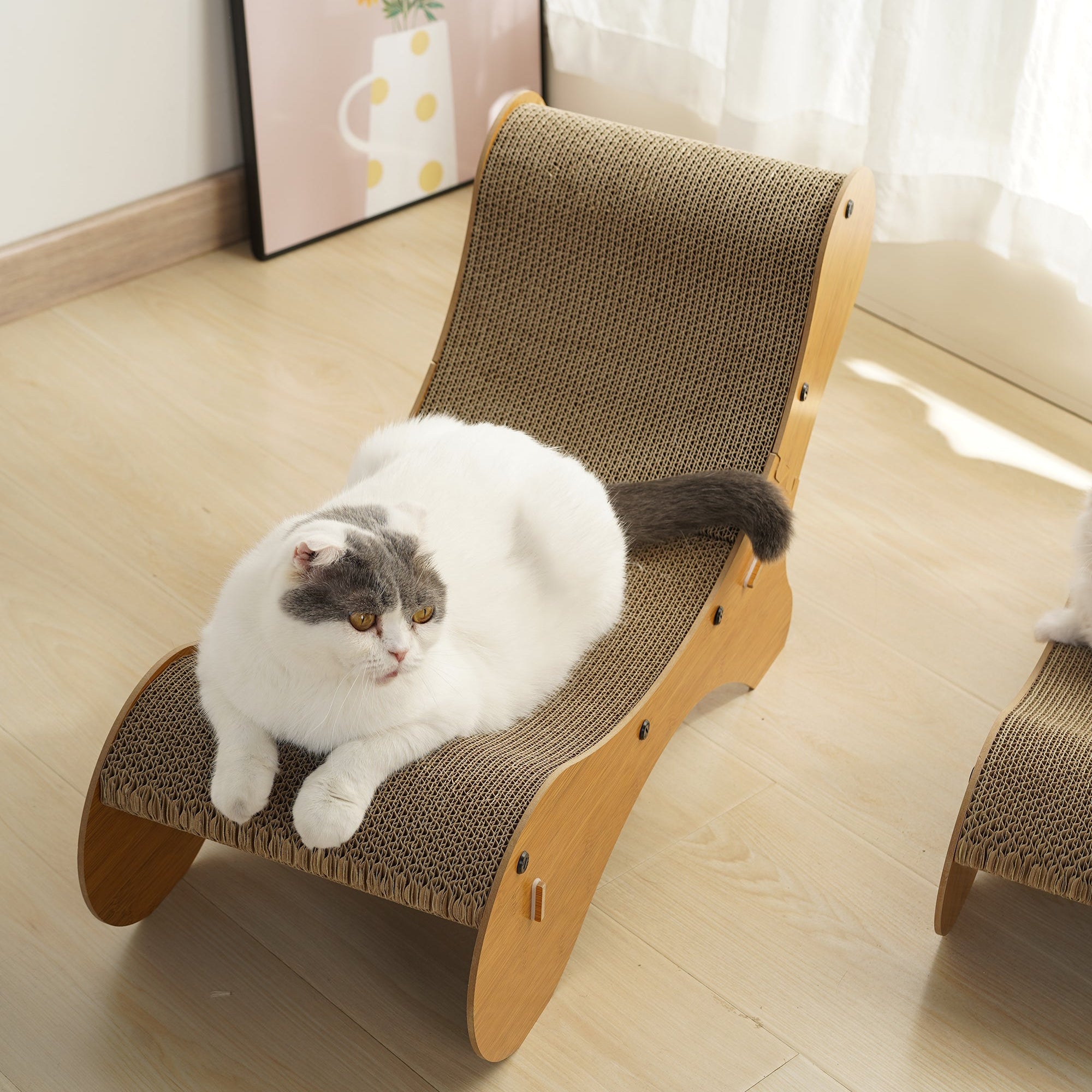 Curved Chaise Cat Scratcher - Premium MDF & Corrugated Cardboard