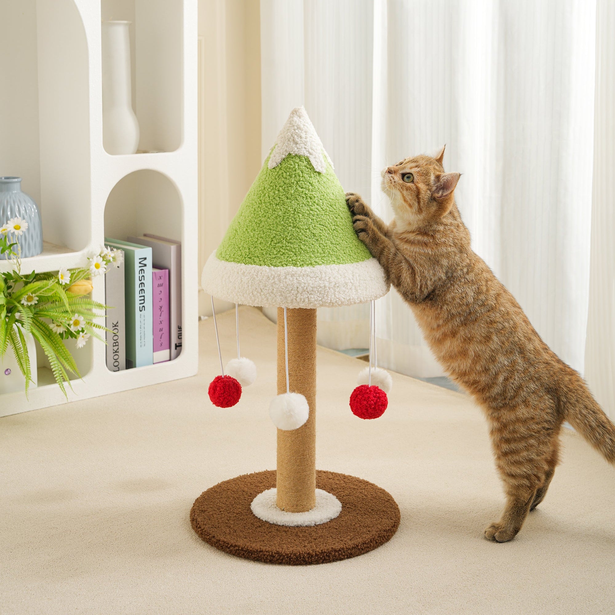 Cedar Cat Scratching Post - Sisal & Snow-Cap Design