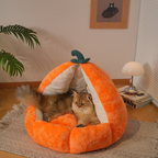 Pumpkin Cave Cat Bed - Ultra-Soft Plush Sanctuary