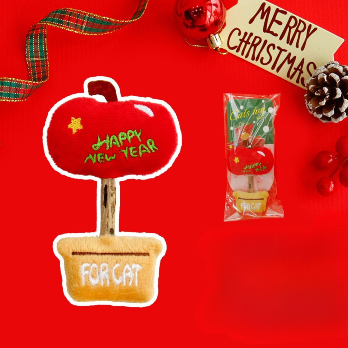 Christmas Catnip Stick Set – 4-Piece Plush Matatabi Toys