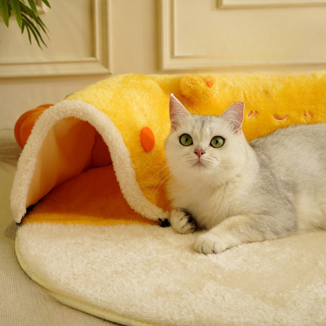 Cheese Tunnel Winter Cat Bed – Plush, Playful & Warm by CATATI SELECTED - Default Title - Furniture - Catati