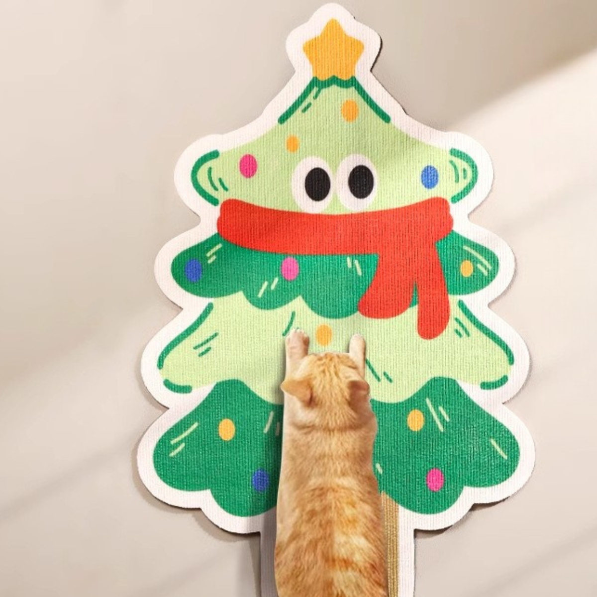 Wall-Mounted Christmas Tree Cat Scratcher – Vertical Holiday Board