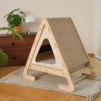 Wooden Triangle Cat House - Scratcher & Lounge