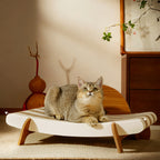 Wooden Design Curved Cat Lounge - High-Density Corrugated Scratcher