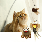 Owl Feather Teaser Wand – Interactive Cat Toy with Bell