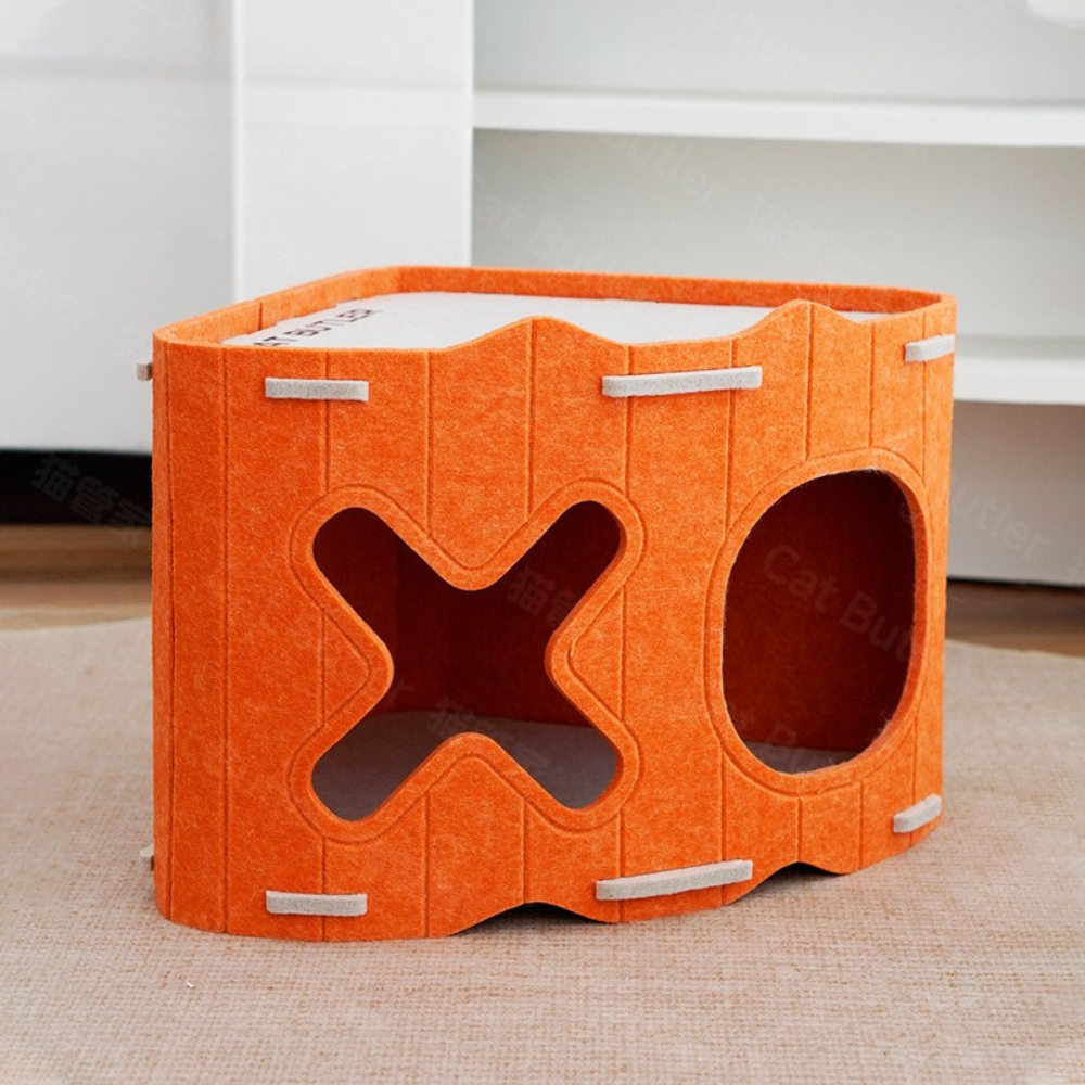 Stackable Felt Cat House - Modular Scratching Sanctuary