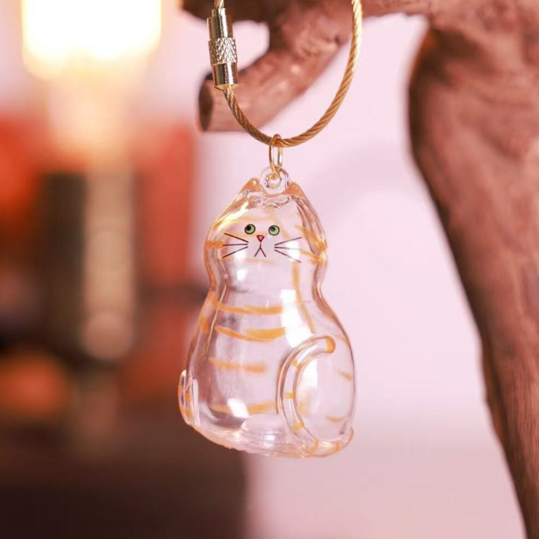 Cat Whisker Holder Keychain – Glass Keepsake Charm (3 Styles) by CATATI SELECTED - Orange - Other - Catati