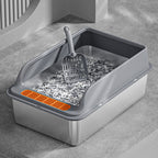 XL 60cm Stainless Steel Cat Litter Box with Scoop – Clean & Durable