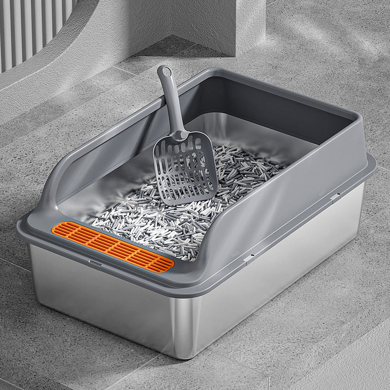 XL 60cm Stainless Steel Cat Litter Box with Scoop – Clean & Durable