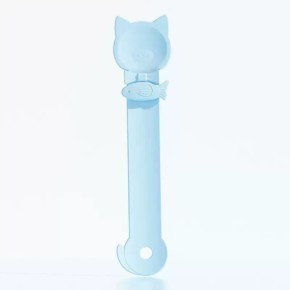 Cat Strip Squeezer Feeding Spoon (Curvy Tail Kitty Edition) - Ergonomic Mess-Free Design - Blue - Feeder - Catati Cat Store