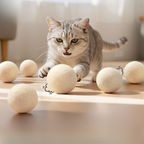 100% Solid Wool Balls(Set of 2) - Silent Interactive Play - M & L (one each) - Furniture - Catati Cat Store