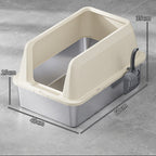 Catati Stainless Cat Litter Box with High Sides – 15cm Entry by CATATI SELECTED - Beige - Litter - Catati