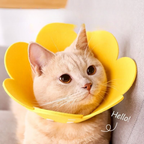 Soft Flower Cat Recovery Collar - Anti-Lick Comfort Cone - S / Yellow - Accessories - Catati Cat Store