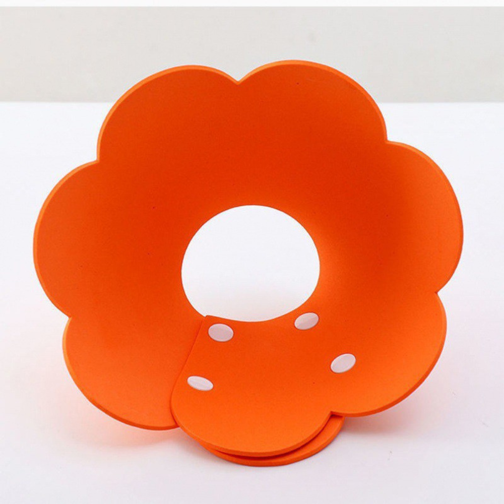 Soft Flower Cat Recovery Collar - Anti-Lick Comfort Cone - S / Orange - Accessories - Catati Cat Store