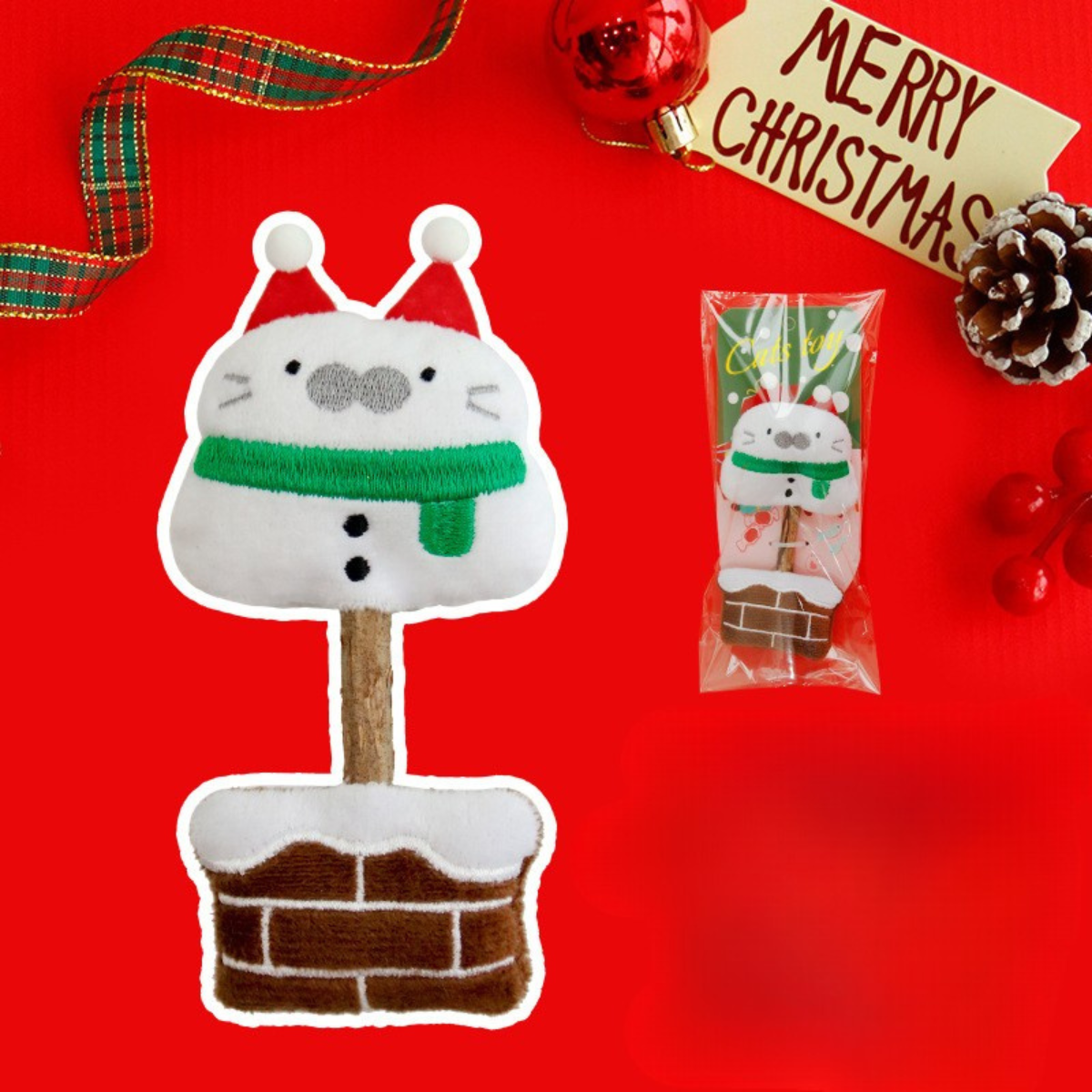 Christmas Catnip Stick Set – 4-Piece Plush Matatabi Toys