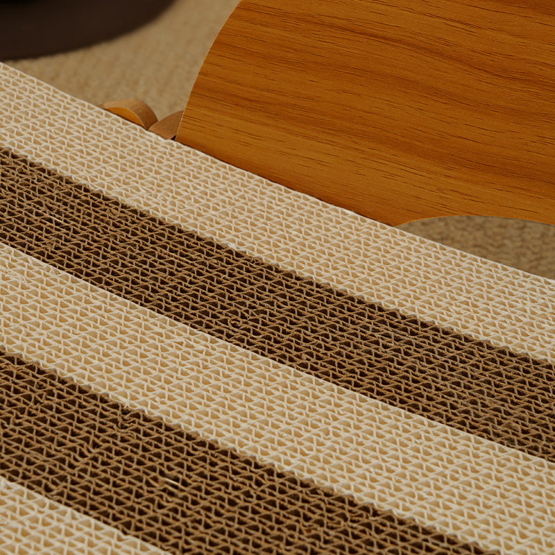 Wooden Design Curved Cat Lounge - High-Density Corrugated Scratcher