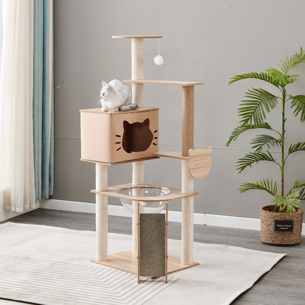 Designer Cat Castle Tower - Single Panoramic Space Capsule & Biologically Optimized Tones