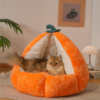 Pumpkin Cave Cat Bed - Ultra-Soft Plush Sanctuary