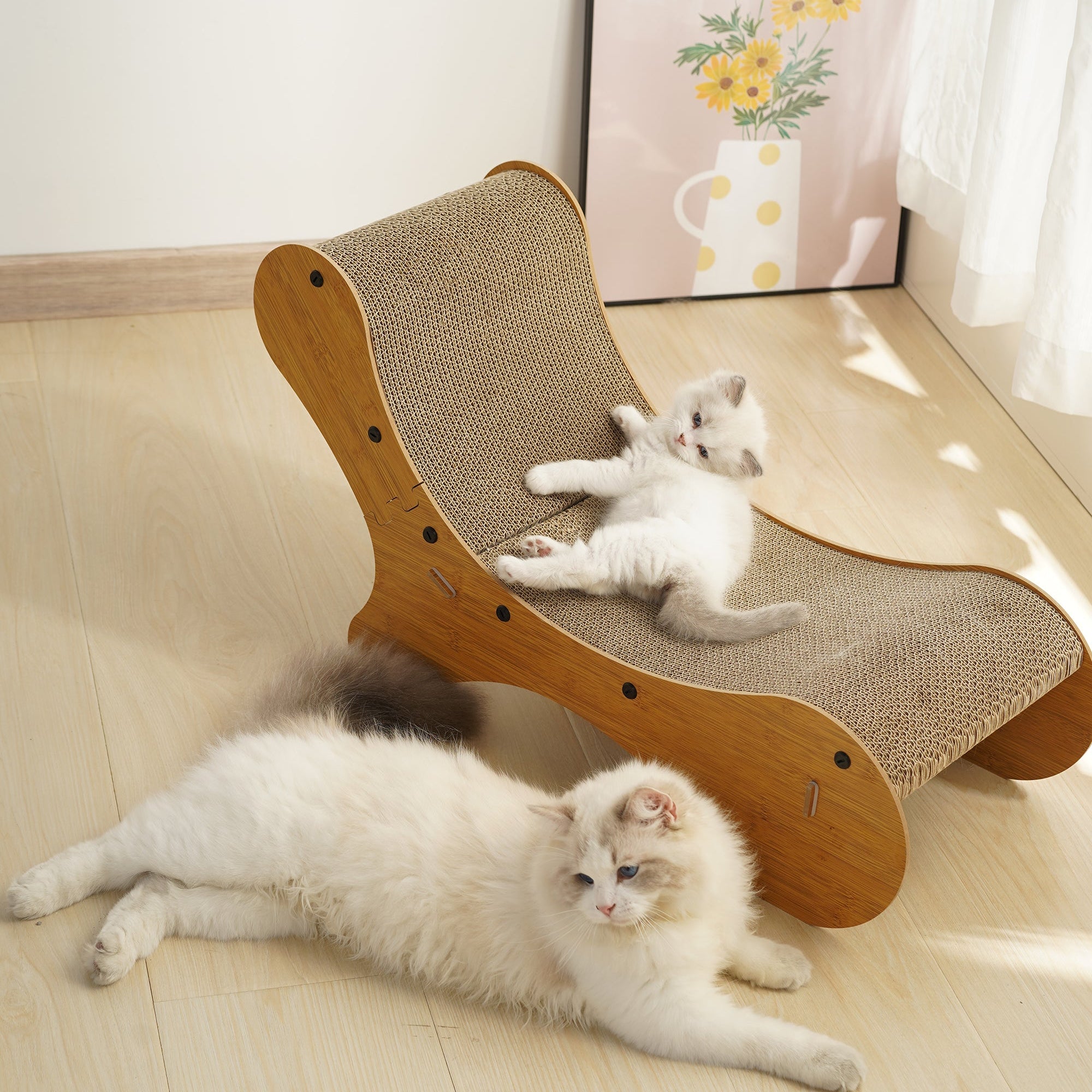 Curved Chaise Cat Scratcher - Premium MDF & Corrugated Cardboard