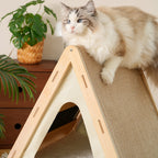 Wooden Triangle Cat House - Scratcher & Lounge