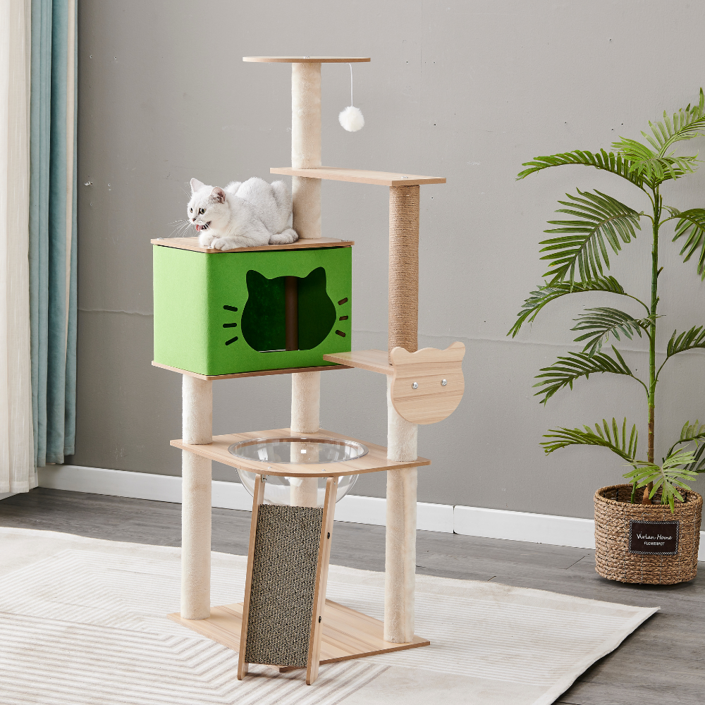 Designer Cat Castle Tower - Single Panoramic Space Capsule & Biologically Optimized Tones