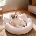 Plush Cat Paw Bed - Deep Sleep Comfort