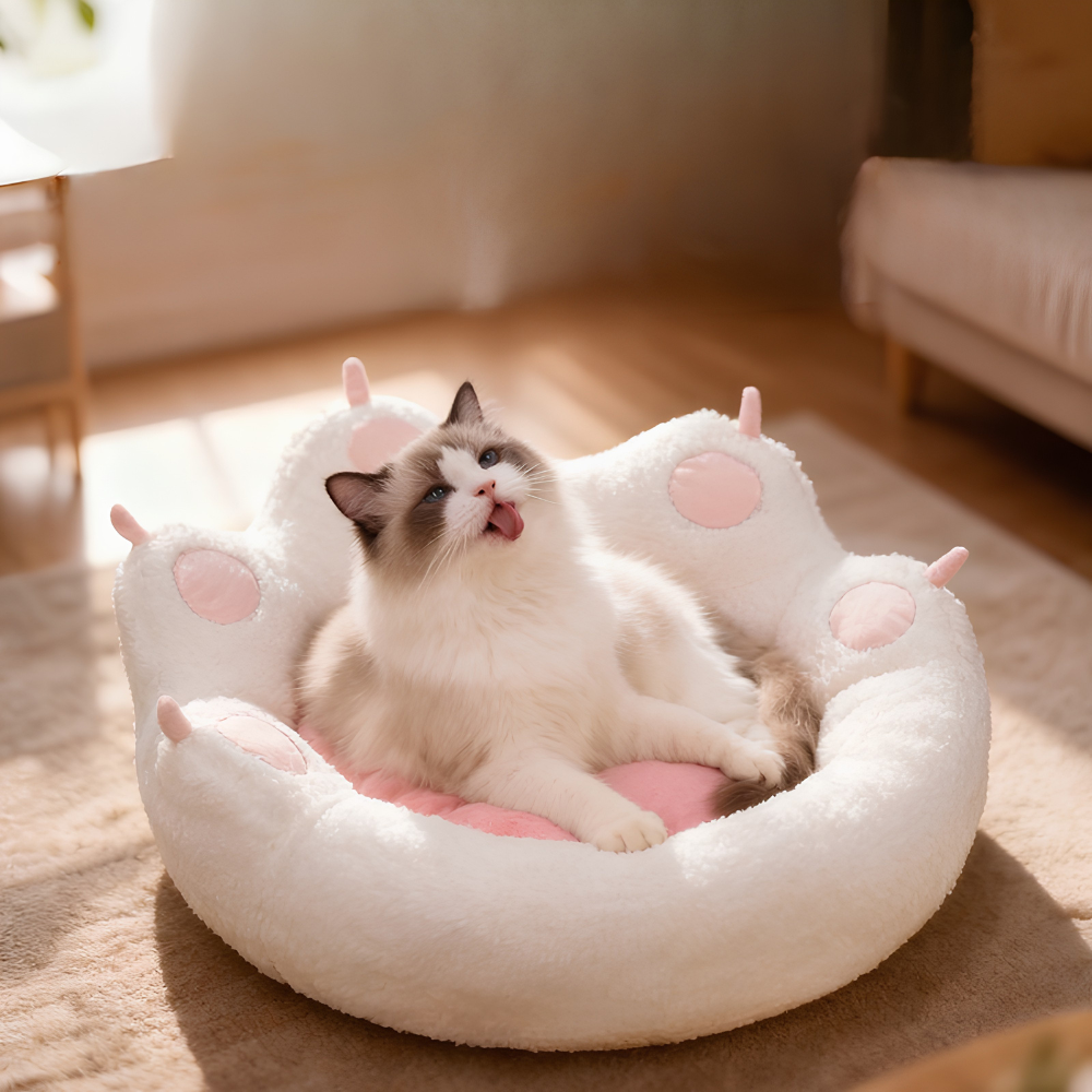 Plush Cat Paw Bed - Deep Sleep Comfort