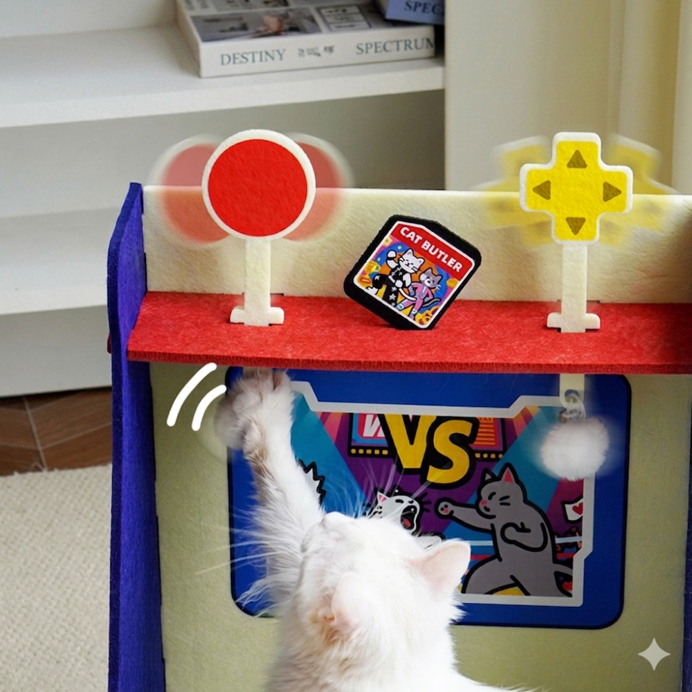 Arcade Game Console Cat Bed - Retro Felt Design