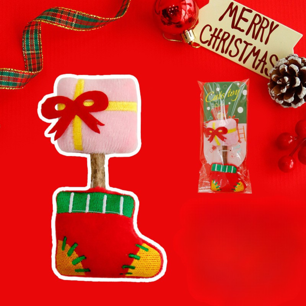 Christmas Catnip Stick Set – 4-Piece Plush Matatabi Toys