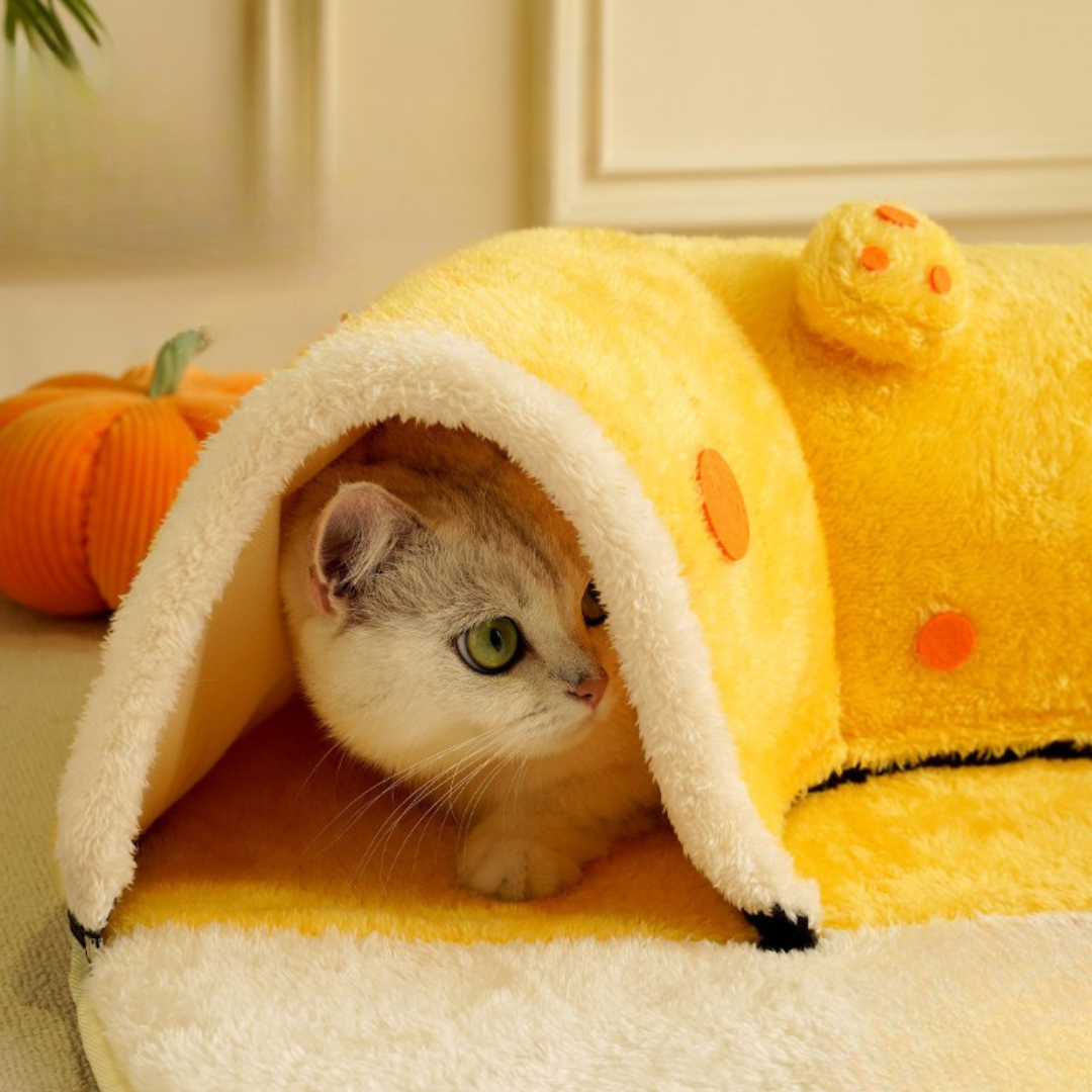 Cheese Tunnel Winter Cat Bed – Plush, Playful & Warm by CATATI SELECTED - Default Title - Furniture - Catati