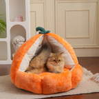 Pumpkin Cave Cat Bed - Ultra-Soft Plush Sanctuary