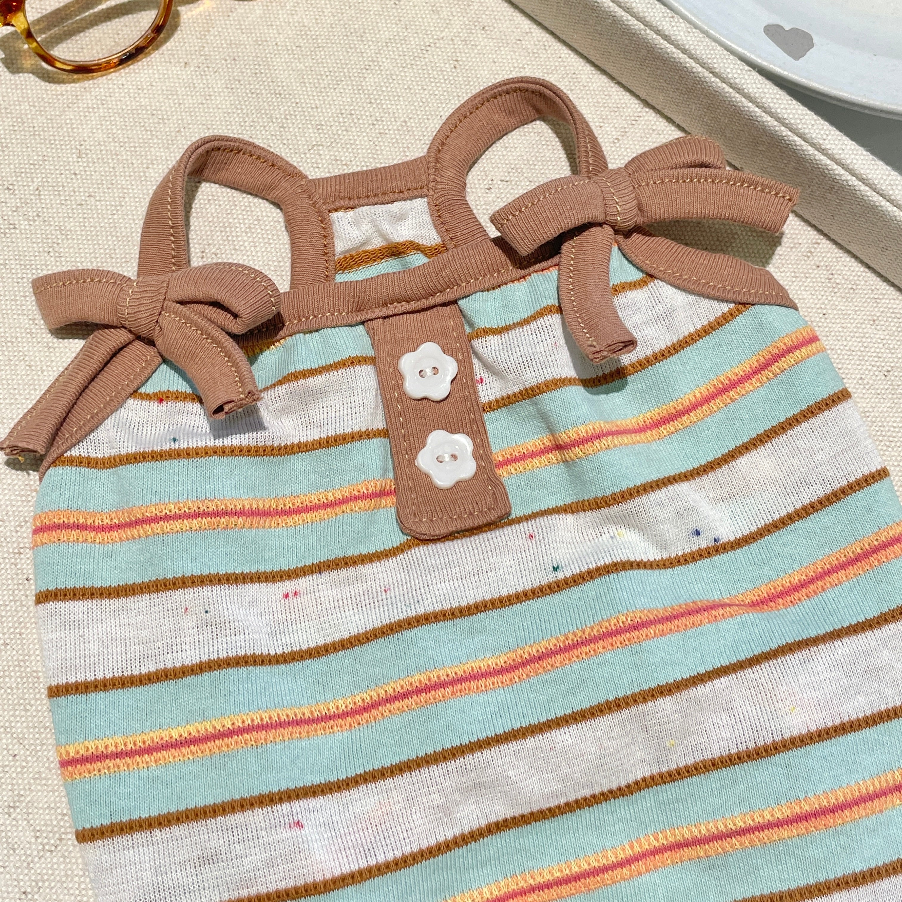 Striped Bowtie Shoulder Cat Vest – Summer Petwear NZ by CATATI SELECTED - M - Accessories - Catati