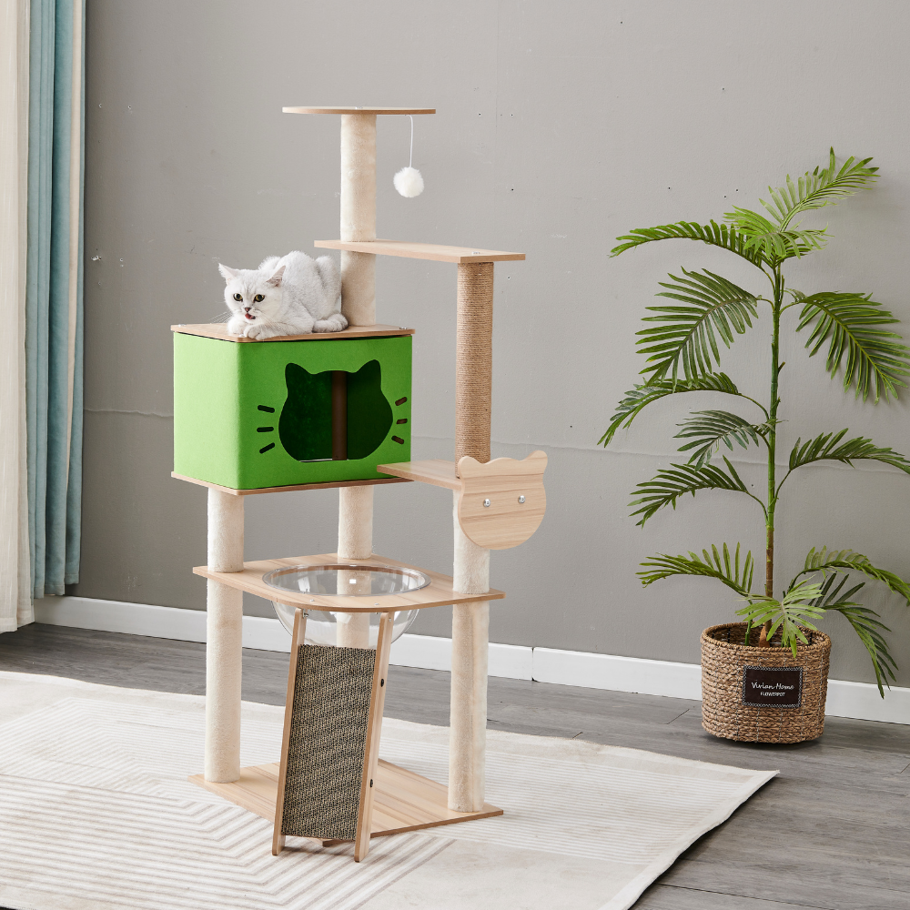 Designer Cat Castle Tower - Single Panoramic Space Capsule & Biologically Optimized Tones