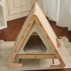 Wooden Triangle Cat House - Scratcher & Lounge
