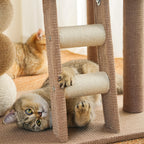 Wooden Design Modern Cat Tree - Lounge Bed & Sisal Scratching Balls