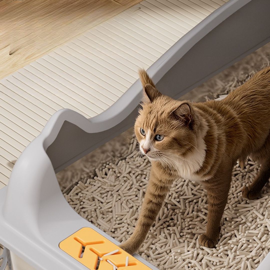 (60cm) XL High Enclosed Stainless Steel Cat Litter Box by CATATI SELECTED - Silver - Litter - Catati