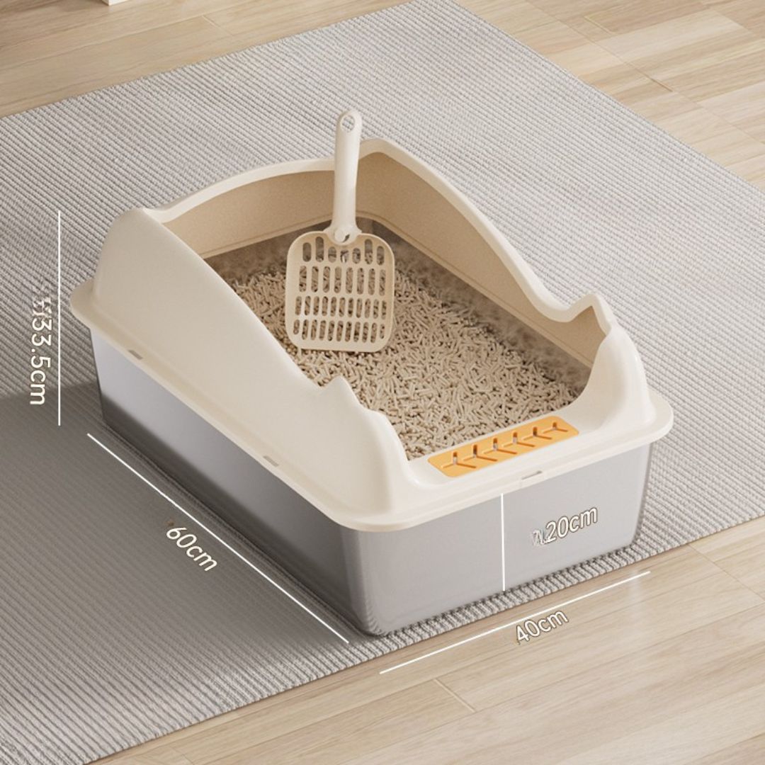 (60cm) XL High Enclosed Stainless Steel Cat Litter Box by CATATI SELECTED - Beige - Litter - Catati