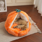 Pumpkin Cave Cat Bed - Ultra-Soft Plush Sanctuary