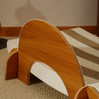 Wooden Design Curved Cat Lounge - High-Density Corrugated Scratcher