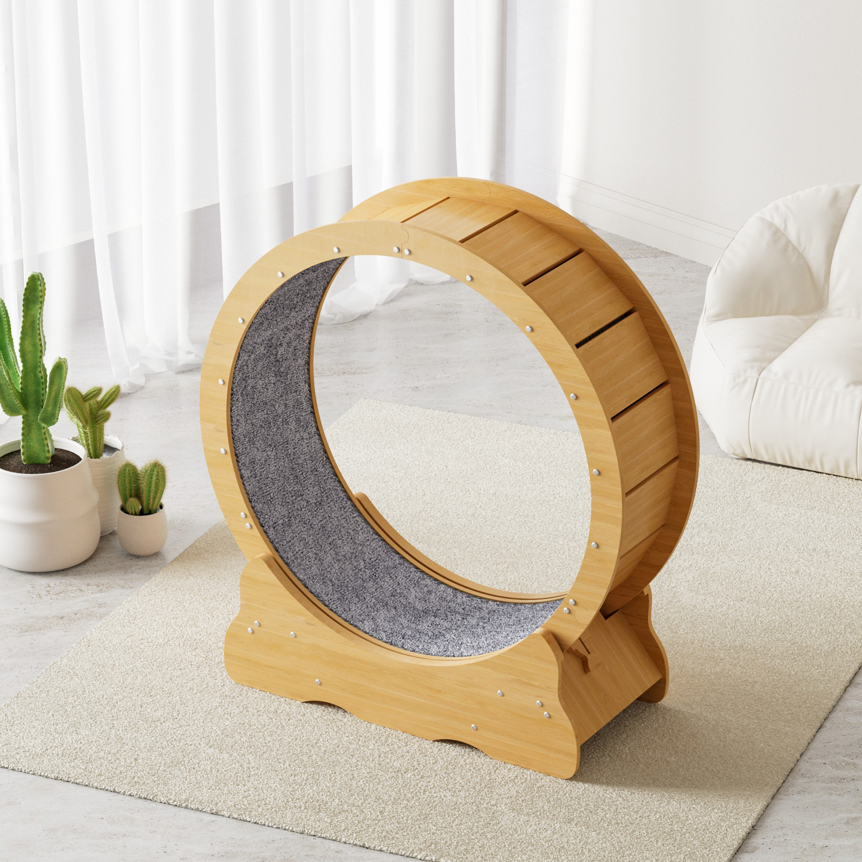 Cat Exercise Wheel - Quiet Motion & Integrated Scratching Surface