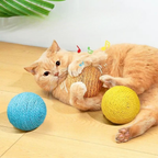 Sisal Rope Rolling Ball - Interactive Rattle Toy - White - Toys - Catati Cat Store