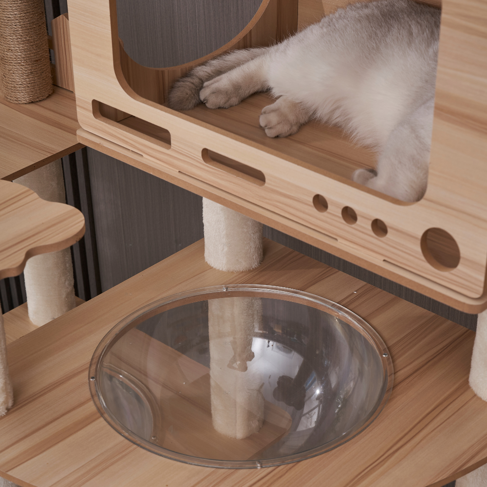 Multi-Level Castle Cat Tree - Dual Space Capsules & Integrated Steps